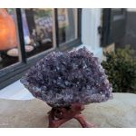 Super kwaliteit Amethist Brazilie cluster  extra donkerpaarse kristallen op standaard