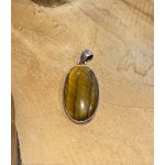 Tijgeroog Hanger ovaal zilver