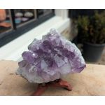Super kwaliteit Amethist Brazilie cluster  extra grote zachtpaarse kristallen op standaard