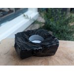 Zwarte obsidiaan theelicht ruw