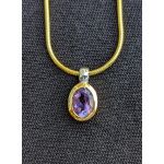 Super mooie Zilveren en bezel Goldplated  Amethist hanger