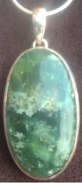 Mosagaat hanger zilver ovaal extra