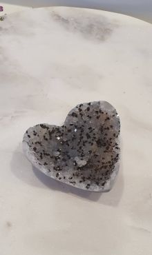Agaat hart met bergkristal en zwarte toermalijn