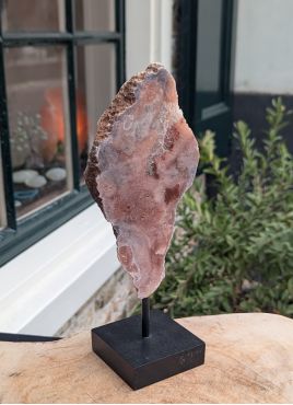 Prachtige Roze Amethist sculpture large extra kwaliteit op standaard