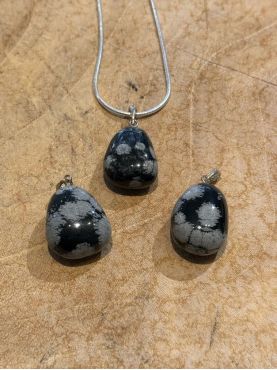 Obsidiaan sneeuwvlok hanger