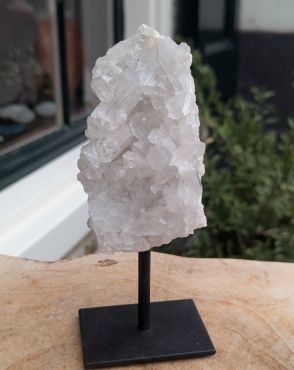 Super kwaliteit Magical Trio of De Gouden Driehoek Amethist Rozekwarts-Bergkristal op standaard