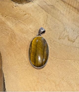 Tijgeroog Hanger ovaal zilver