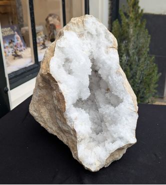 Super kwaliteit Marokkaanse Bergkristal Geode 'schaal'  XL hagelwitte heldere kristallen nu sterk in prijs verlaagd!