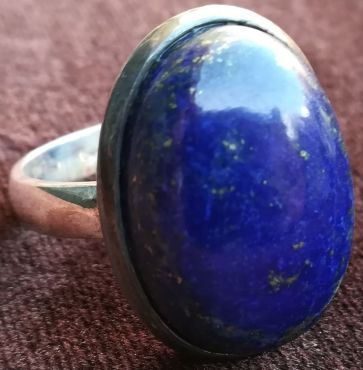 Ring lapis Lazuli ovaal  zilver verstelbaar extra kwaliteit
