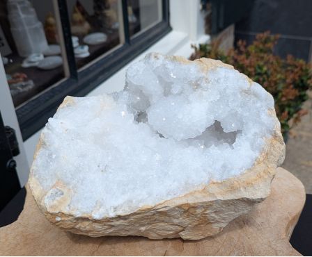 Super kwaliteit Marokkaanse Bergkristal Geode 'schaal'  XL hagelwitte heldere kristallen nu sterk in prijs verlaagd!