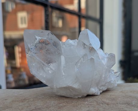 Heel speciale en extra zuivere en ruwe  Magical trio of Gouden Driehoek large  met extra kwaliteit Uruguai Amethist  en spatzuiver Bergkristal en Rozenkwarts