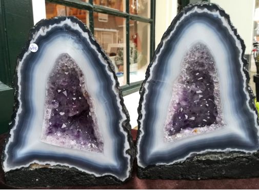 Amethist Tweeling Geode klein met brede agaat rand