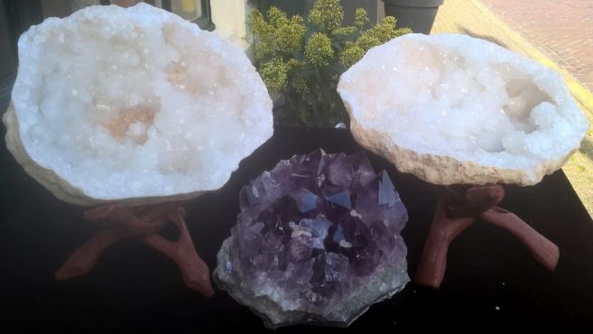 Bergkristal Geode Marokko met Amethist cluster