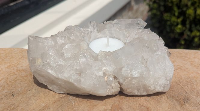 Extra Bergkristal cluster  theelicht extra natuur